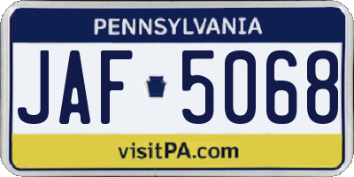 PA license plate JAF5068