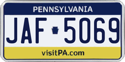 PA license plate JAF5069