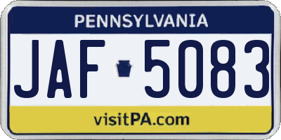 PA license plate JAF5083