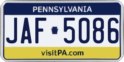 PA license plate JAF5086