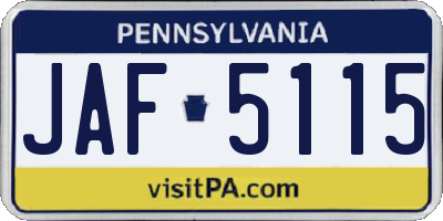 PA license plate JAF5115