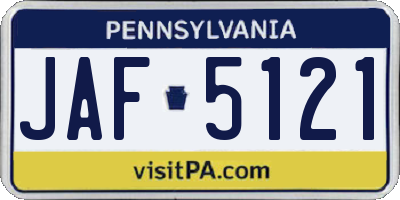 PA license plate JAF5121