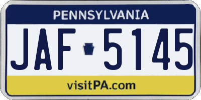 PA license plate JAF5145
