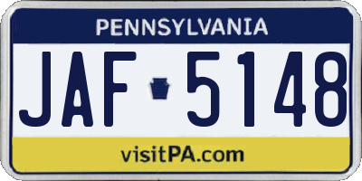 PA license plate JAF5148