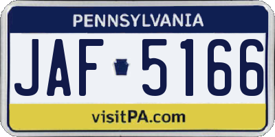 PA license plate JAF5166