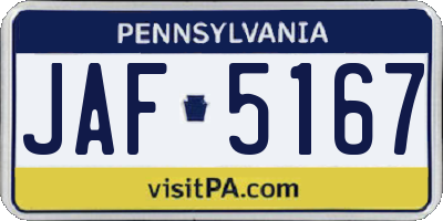 PA license plate JAF5167