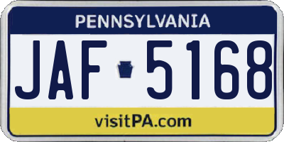 PA license plate JAF5168