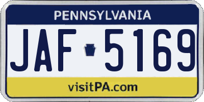 PA license plate JAF5169