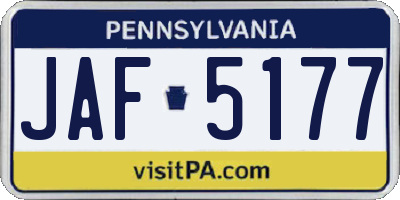 PA license plate JAF5177