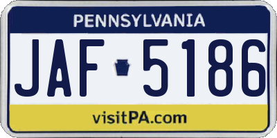 PA license plate JAF5186