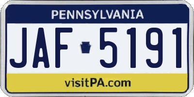 PA license plate JAF5191