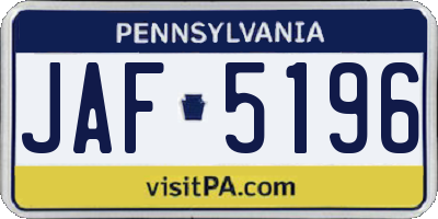 PA license plate JAF5196