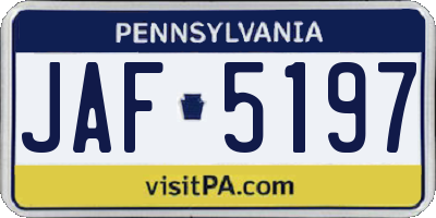 PA license plate JAF5197