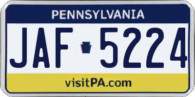 PA license plate JAF5224