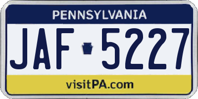 PA license plate JAF5227