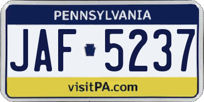 PA license plate JAF5237