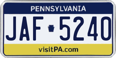 PA license plate JAF5240