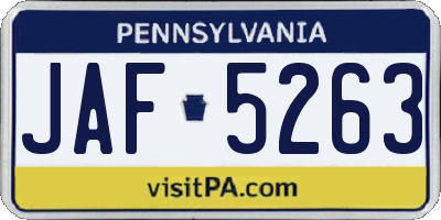 PA license plate JAF5263