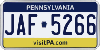 PA license plate JAF5266