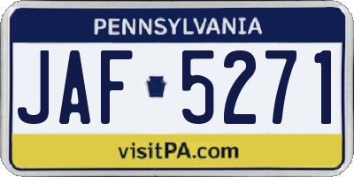 PA license plate JAF5271