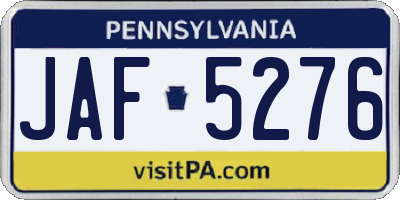 PA license plate JAF5276