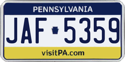 PA license plate JAF5359