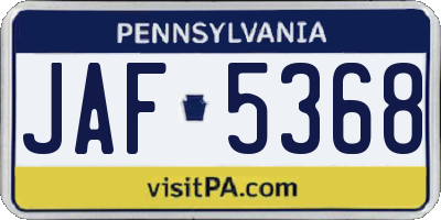 PA license plate JAF5368