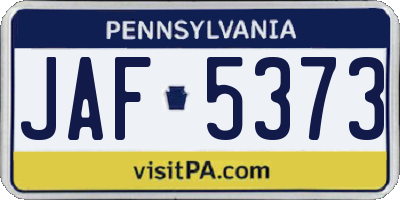 PA license plate JAF5373