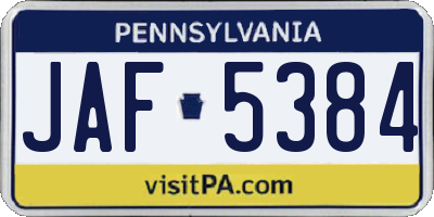 PA license plate JAF5384