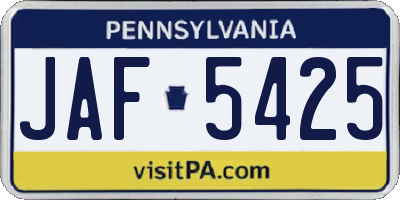 PA license plate JAF5425
