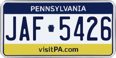 PA license plate JAF5426