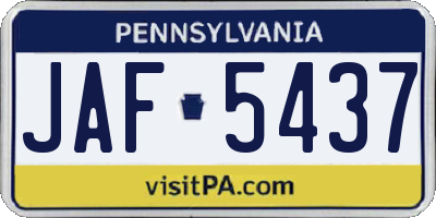 PA license plate JAF5437