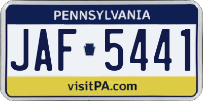 PA license plate JAF5441