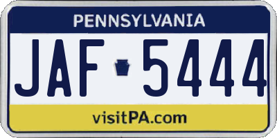 PA license plate JAF5444