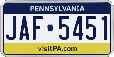 PA license plate JAF5451