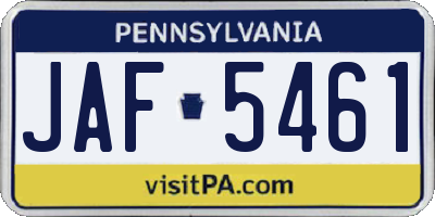 PA license plate JAF5461