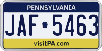 PA license plate JAF5463