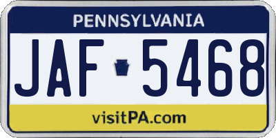 PA license plate JAF5468