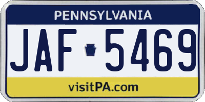 PA license plate JAF5469