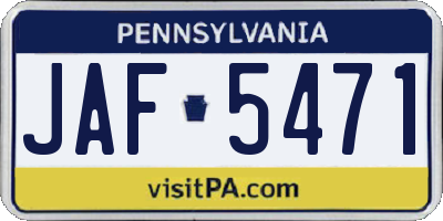 PA license plate JAF5471