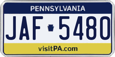 PA license plate JAF5480