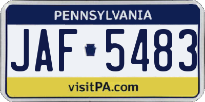 PA license plate JAF5483