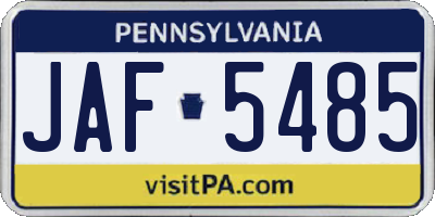 PA license plate JAF5485