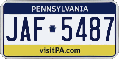 PA license plate JAF5487