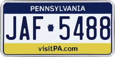 PA license plate JAF5488