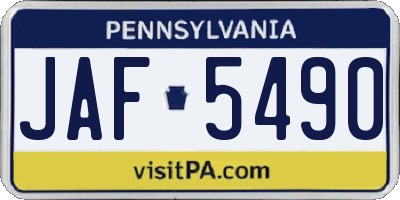 PA license plate JAF5490