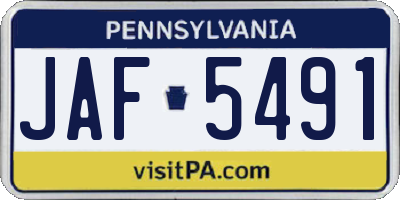 PA license plate JAF5491
