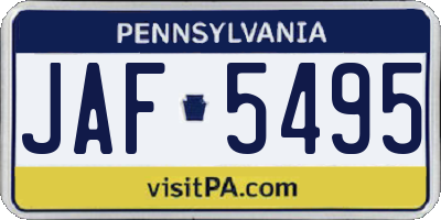 PA license plate JAF5495