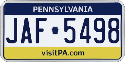 PA license plate JAF5498
