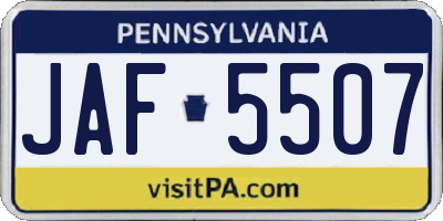 PA license plate JAF5507